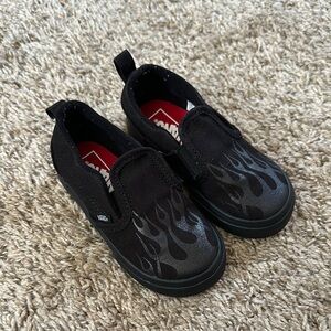Vans Kids Black Flame Slip-On Shoes